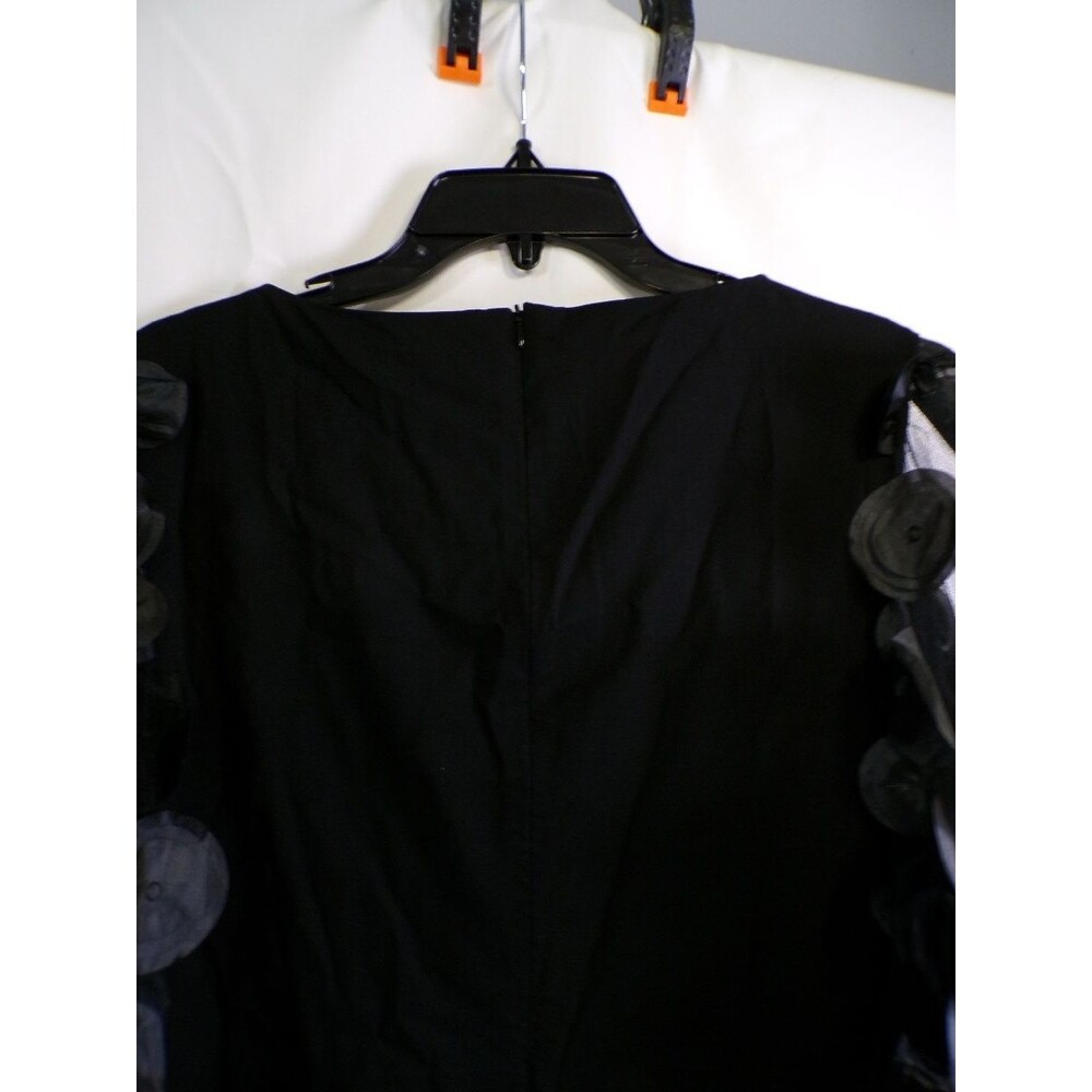 CHICME Women XL Black Maxi Dress Puff Sleeve Appliqué Belted Party - Picture 5 of 6